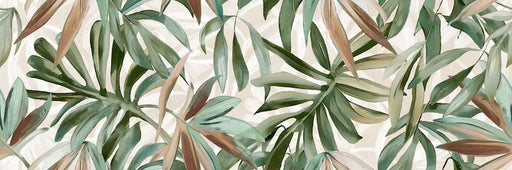 Piastrella per rivestimento bagno in bicottura pasta bianca jungle della collezione Pictura di Idea Ceramica, formato 33x100 cm, colore Clorofilla