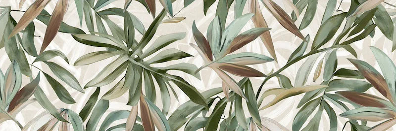 Piastrella per rivestimento bagno in bicottura pasta bianca jungle della collezione Pictura di Idea Ceramica, formato 33x100 cm, colore Clorofilla