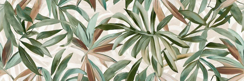 Piastrella per rivestimento bagno in bicottura pasta bianca jungle della collezione Pictura di Idea Ceramica, formato 33x100 cm, colore Clorofilla