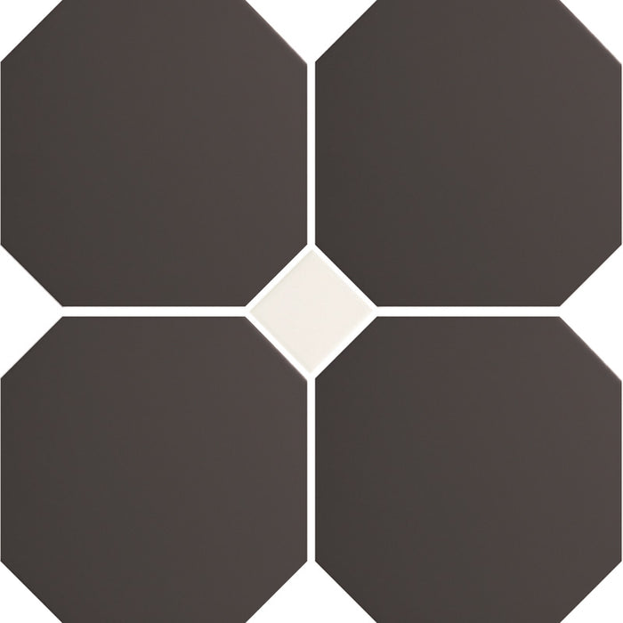 Piastrella pavimento in gres ottagonale con tozzetto bianco della collezione Imperiale di Self Style by Keradom, formato 15x15 colore Nero