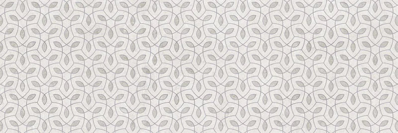 Piastrella per rivestimenti in bicottura pasta bianca con decoro geometrico della collezione Indira di Idea Ceramica, formato 33x100 cm, colore Ice