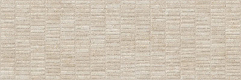Piastrella per rivestimenti in bicottura pasta bianca effetto mosaico della collezione Indira di Idea Ceramica, formato 33x100 cm, colore Cream