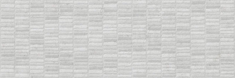 Piastrella per rivestimenti in bicottura pasta bianca effetto mosaico della collezione Indira di Idea Ceramica, formato 33x100 cm, colore Ice