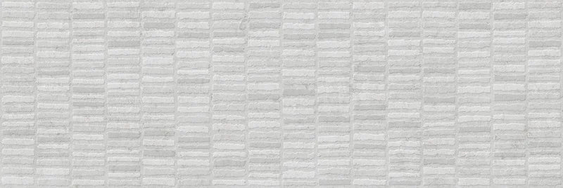Piastrella per rivestimenti in bicottura pasta bianca effetto mosaico della collezione Indira di Idea Ceramica, formato 33x100 cm, colore Ice