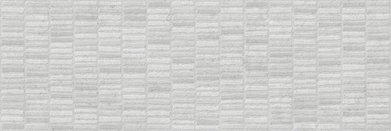 Piastrella per rivestimenti in bicottura pasta bianca effetto mosaico della collezione Indira di Idea Ceramica, formato 33x100 cm, colore Ice
