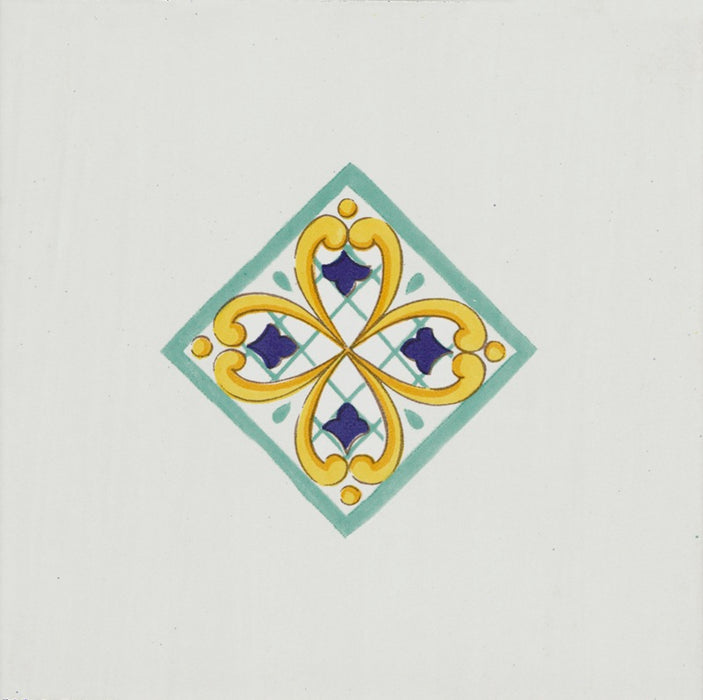 Inserto decorativo in gres porcellanato effetto maiolica vietrese, collezione cotto mediterraneo di savoia italia formato 22x22