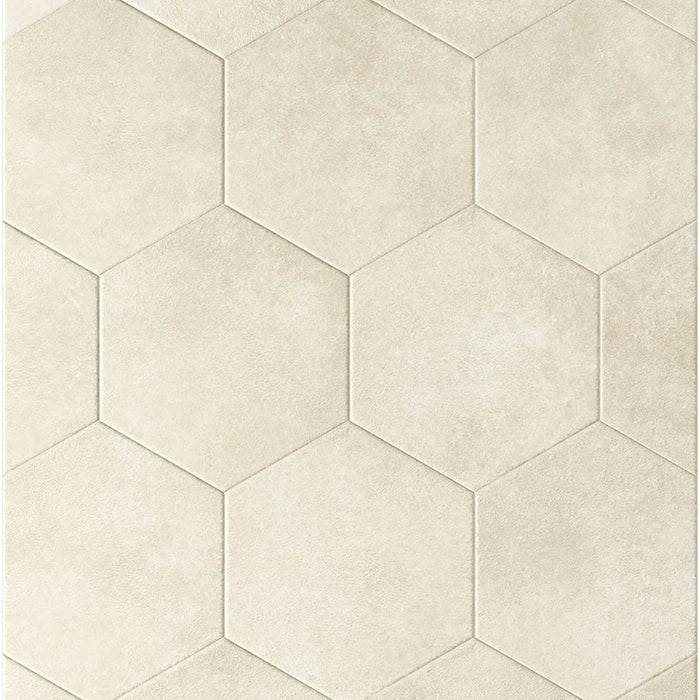 Dettaglio Piastrella da rivestimento in gres porcellanato serie Terracreta di Marca Corona, effetto creta, formato 20x20 cm, Colore Terra Marna Esagona