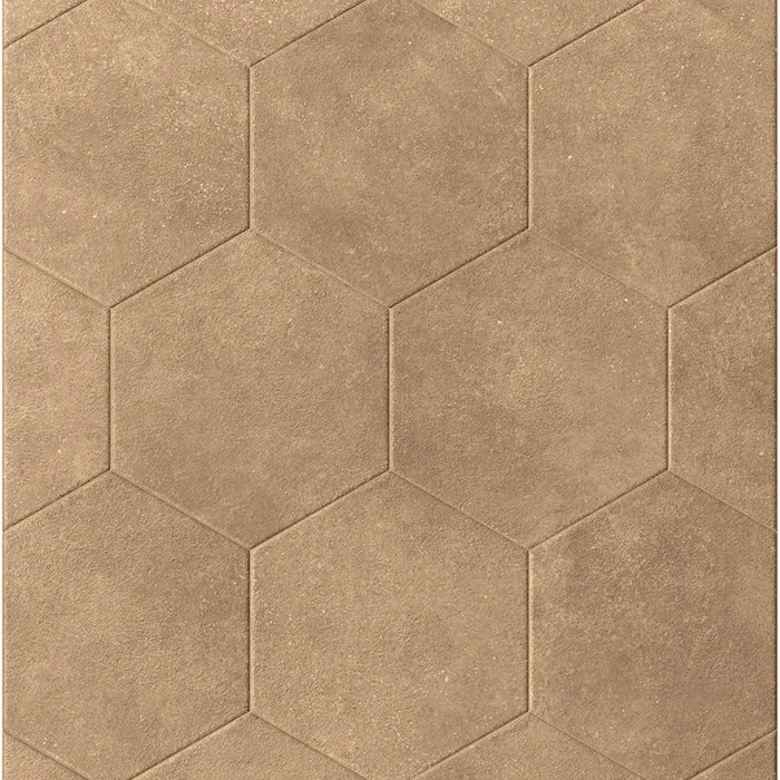 Dettaglio Piastrella da rivestimento in gres porcellanato serie Terracreta di Marca Corona, effetto creta, formato 20x20 cm, Colore Terra Chamotte Esagona