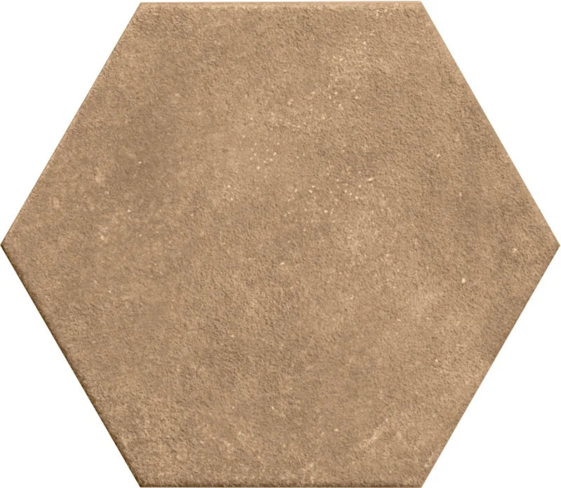 Dettaglio Piastrella da rivestimento in gres porcellanato serie Terracreta di Marca Corona, effetto creta, formato 20x20 cm, Colore Terra Chamotte Esagona