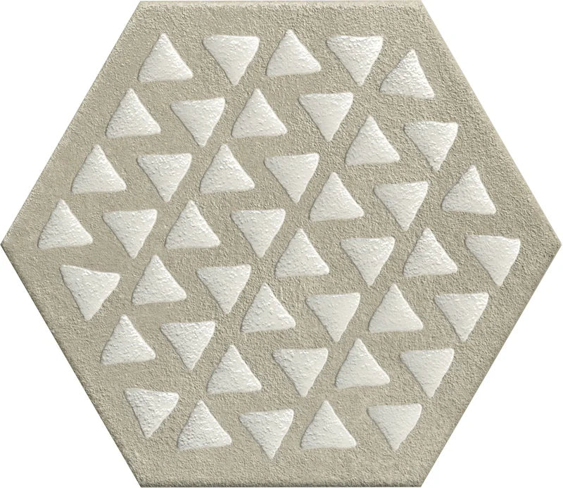Dettaglio Piastrella da rivestimento in gres porcellanato serie Terracreta di Marca Corona, effetto cementina, formato 25x22 cm, Colore Intarsio Argilla