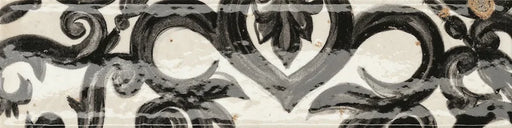 Dettaglio Piastrella da rivestimento in gres porcellanato serie Miniature Fregio di Marca Corona, effetto mattoncino maiolicato, formato 6x24, Colore Nero Maiolica