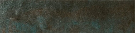 Dettaglio Piastrella da rivestimento in gres porcellanato serie Miniature Fuoco di Marca Corona, effetto mattoncino e metallo ossidato, formato 6x24 cm, Colore Blu Iron