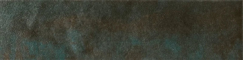 Dettaglio Piastrella da rivestimento in gres porcellanato serie Miniature Fuoco di Marca Corona, effetto mattoncino e metallo ossidato, formato 6x24 cm, Colore Blu Iron