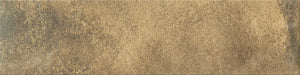 Dettaglio Piastrella da rivestimento in gres porcellanato serie Miniature Fuoco di Marca Corona, effetto mattoncino e metallo ossidato, formato 6x24 cm, Colore Oro Brunito