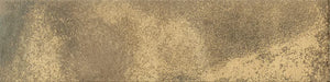 Dettaglio Piastrella da rivestimento in gres porcellanato serie Miniature Fuoco di Marca Corona, effetto mattoncino e metallo ossidato, formato 6x24 cm, Colore Oro Brunito