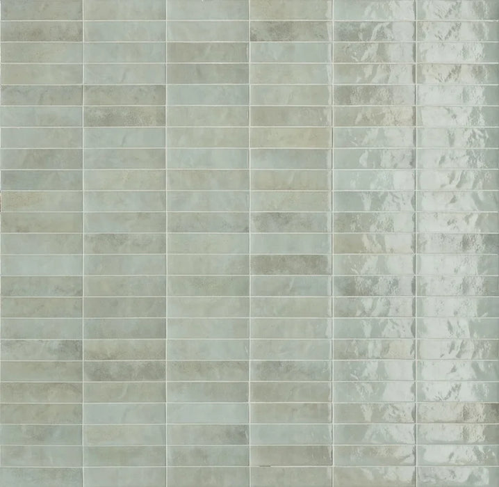 Dettaglio Piastrella da rivestimento in gres porcellanato serie Miniature Soda di Marca Corona, effetto mattoncino vintage, formato 6x24 cm, Colore Verde Perla