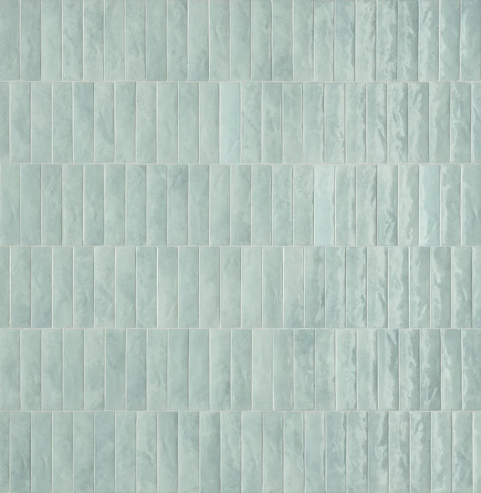 Dettaglio Piastrella da rivestimento in gres porcellanato serie Miniature Soda di Marca Corona, effetto mattoncino vintage, formato 6x24 cm, Colore Azzurro Artico