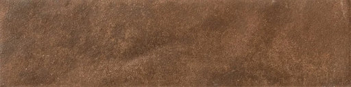 Dettaglio Piastrella da rivestimento in gres porcellanato serie Miniature Fuoco di Marca Corona, effetto mattoncino e metallo ossidato, formato 6x24 cm, Colore Corten Bruciato