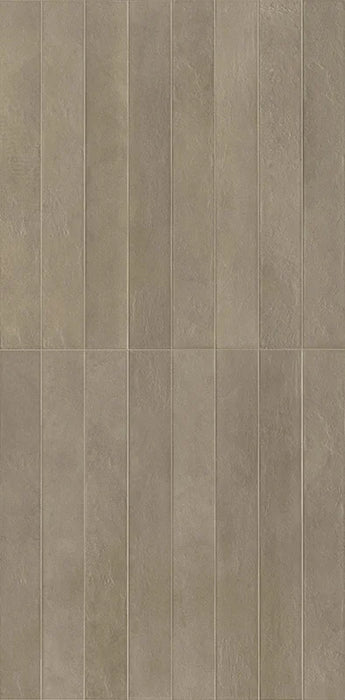 Dettaglio Piastrella da pavimento e rivestimento in gres porcellanato serie Longarine Calcecreta di Marca Corona, effetto mattoncino, formato 7.5x60, Colore Selva