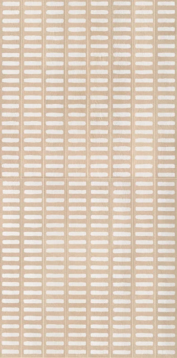 Dettaglio Piastrella da rivestimento in gres porcellanato serie Longarine Calcecreta di Marca Corona, effetto mattoncino rigato, formato 7.5x60, Colore Manto Bisque