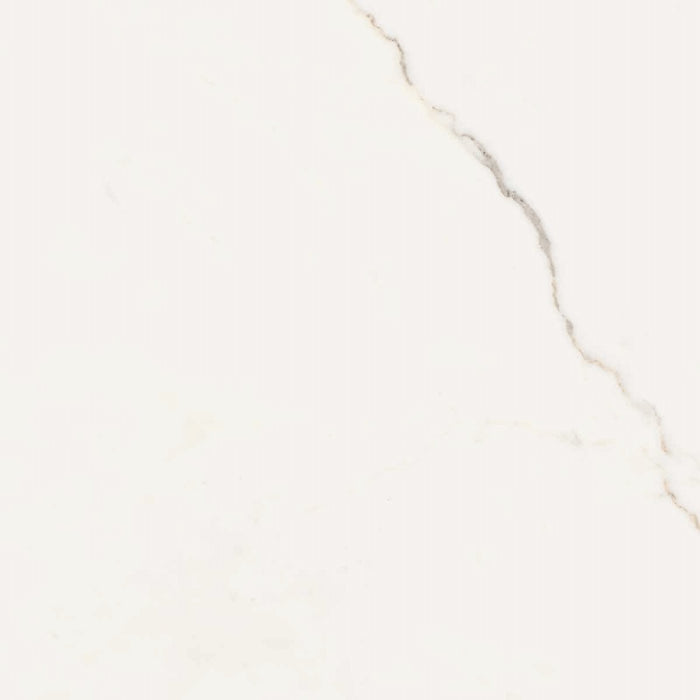 Dettaglio piastrella per pavimenti e rivestimenti in gres porcellanato effetto marmo bianco della collezione Versilia di Ceramiche Keope, formato 60x60, colore Assoluto White