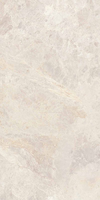 Dettaglio piastrella per pavimenti e rivestimenti in gres porcellanato effetto marmo grigio della collezione Versilia di Ceramiche Keope, formato 60x120, colore Fiorito Ivory
