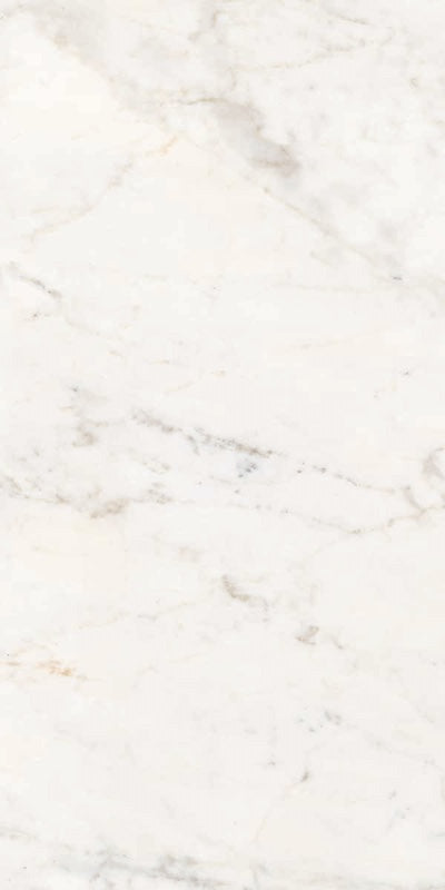 Dettaglio piastrella per pavimenti e rivestimenti in gres porcellanato effetto marmo bianco della collezione Versilia di Ceramiche Keope, formato 60x120, colore Michelangelo White 