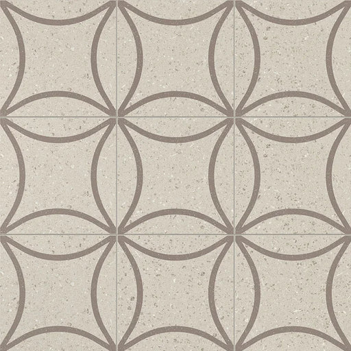 Dettaglio Piastrella da pavimento e rivestimento in gres porcellanato serie Terrasale di Marca Corona, effetto graniglia con decoro geometrico, opaco, formato 20x20 cm, Colore Astro Gemma