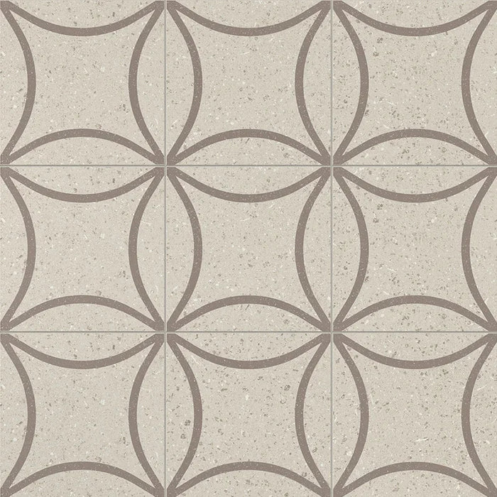 Dettaglio Piastrella da pavimento e rivestimento in gres porcellanato serie Terrasale di Marca Corona, effetto graniglia con decoro geometrico, opaco, formato 20x20 cm, Colore Astro Gemma