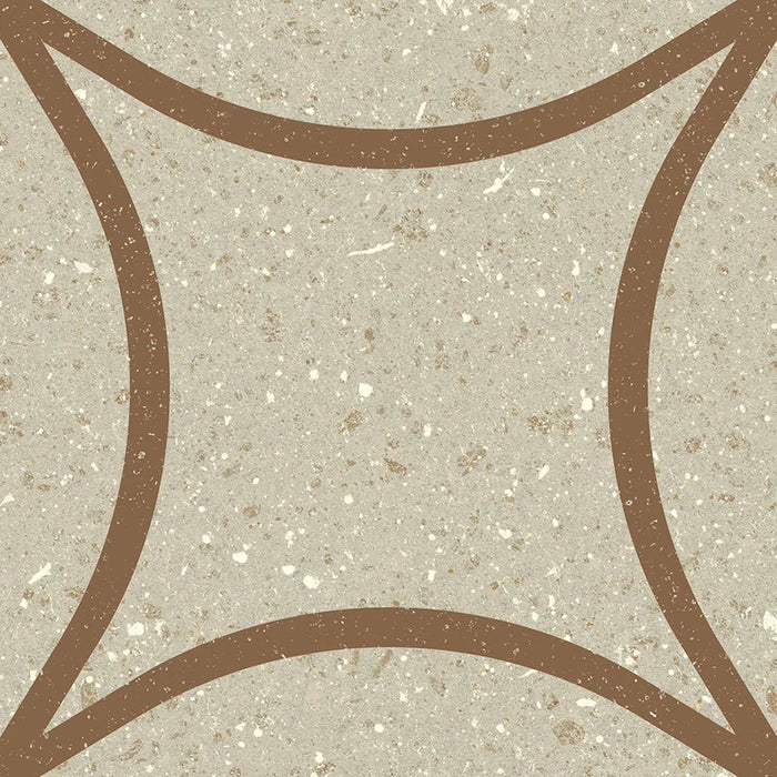 Dettaglio Piastrella da pavimento e rivestimento in gres porcellanato serie Terrasale di Marca Corona, effetto graniglia con decoro geometrico, opaco, formato 20x20 cm, Colore Astro Sabbia