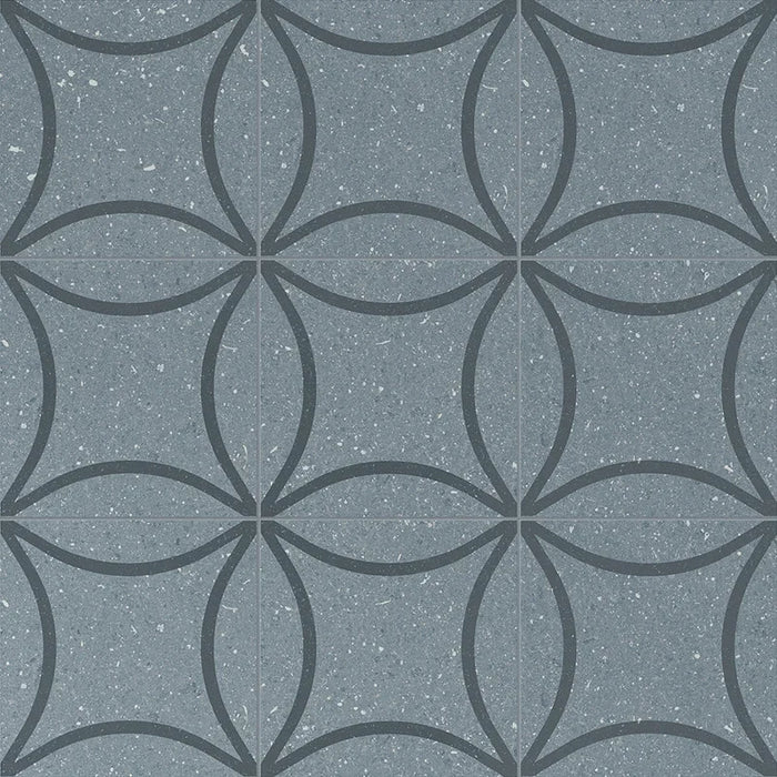Dettaglio Piastrella da pavimento e rivestimento in gres porcellanato serie Terrasale di Marca Corona, effetto graniglia con decoro geometrico, opaco, formato 20x20 cm, Colore Astro Sorgente