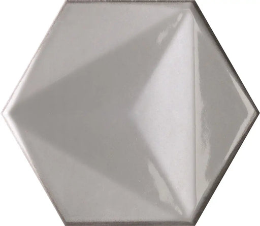 Dettaglio piastrella per rivestimento in ceramica formato esagonale Lucido 15,1x17,3 cm della collezione Karma, colore Bianco di Ceramica Settecento