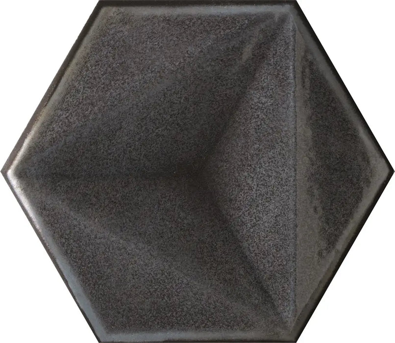 Dettaglio piastrella per rivestimento in ceramica formato esagonale Lucido 15,1x17,3 cm della collezione Karma, colore Bianco di Ceramica Settecento