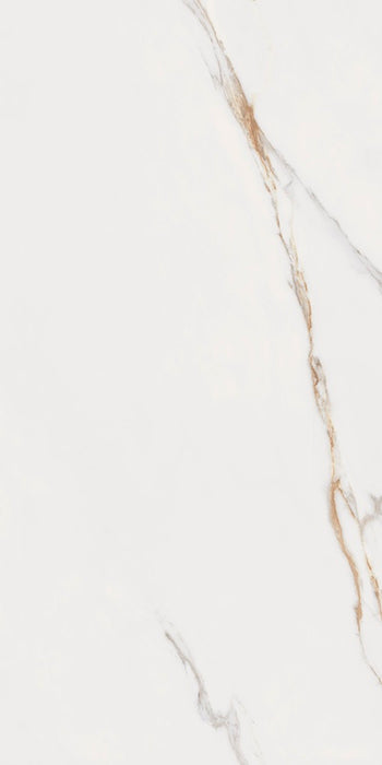 Dettaglio piastrella in gres porcellanato effetto marmo, Ceramiche Keope - Collezione Elements Lux, formato 60x120 cm, finitura natural r9, colore Calacatta Gold. Ideale per pavimenti e rivestimenti di design.