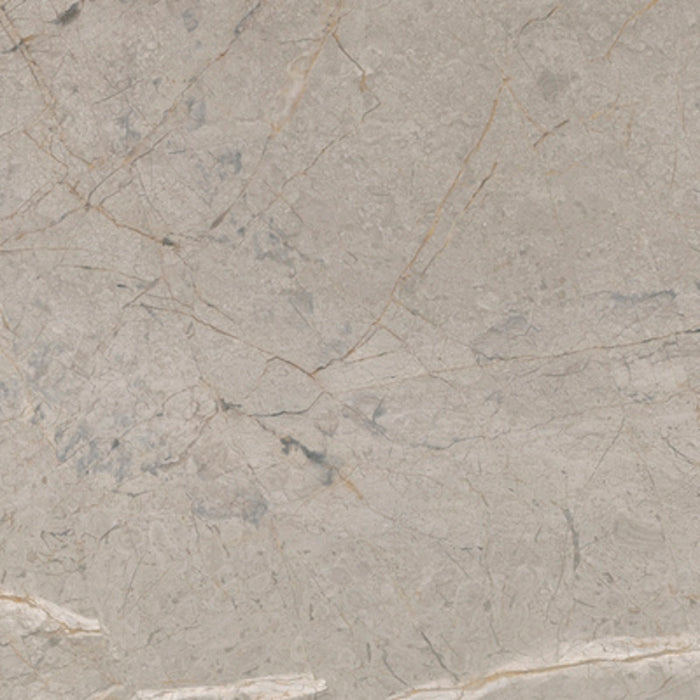 Dettaglio piastrella in gres porcellanato effetto marmo, Ceramiche Keope - Collezione Elements Lux, formato 120x120 cm, finitura lappata, colore Silver Grey. Ideale per pavimenti e rivestimenti di design.