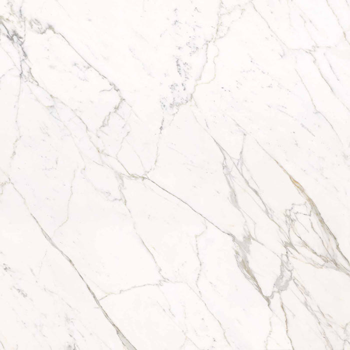 Dettaglio piastrella in gres porcellanato effetto marmo, Ceramiche Keope - Collezione Elements Lux, formato 120x120 cm, finitura lappata, colore Calacatta Statuarietto. Ideale per pavimenti e rivestimenti di design.