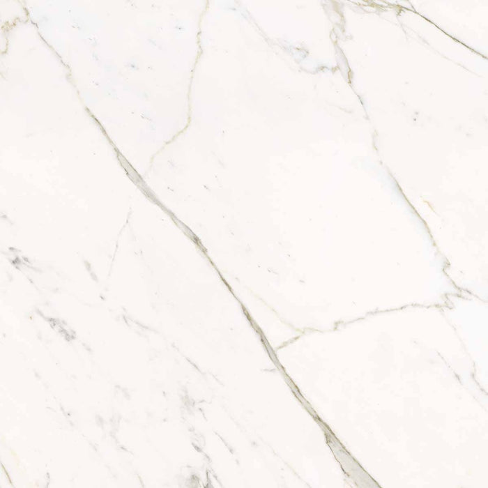 Dettaglio piastrella in gres porcellanato effetto marmo, Ceramiche Keope - Collezione Elements Lux, formato 60x60 cm, finitura natural r9, colore Calacatta Statuarietto. Ideale per pavimenti e rivestimenti di design.
