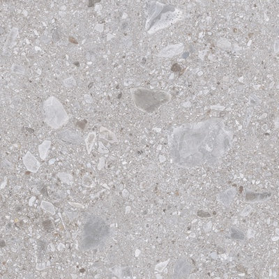 Dettaglio piastrella in gres porcellanato effetto pietra naturale europea. Omnia di ceramiche keope 80x80 colore Ceppo Grey