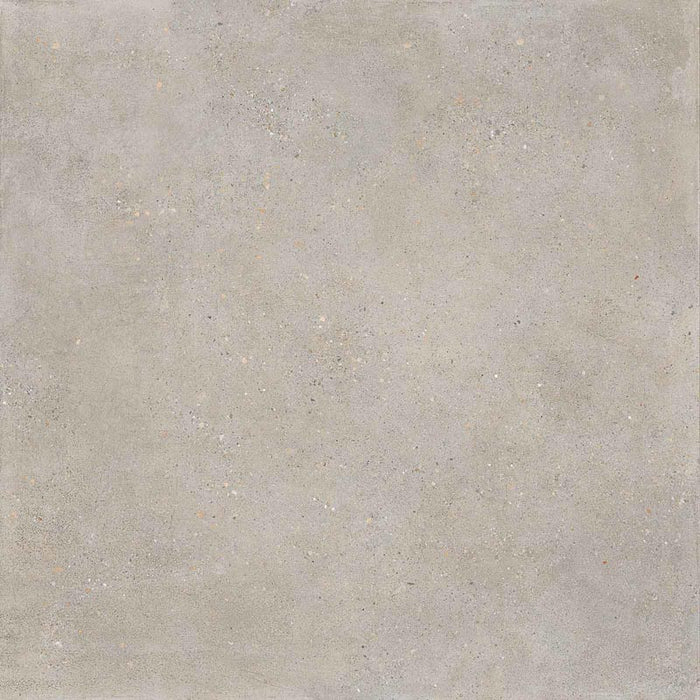 Dettaglio piastrella in gres porcellanato effetto cemento, Ceramiche Keope - Collezione District, formato 120x120 cm, finitura spazzolata R10, colore Silver. Ideale per pavimenti e rivestimenti di design.