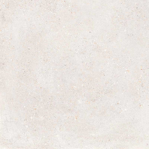 Dettaglio piastrella in gres porcellanato effetto cemento, Ceramiche Keope - Collezione District, formato 60x60 cm, finitura spazzolata R10, colore White. Ideale per pavimenti e rivestimenti di design.