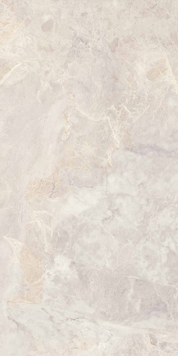 Dettaglio piastrella per pavimenti e rivestimenti in gres porcellanato effetto marmo grigio della collezione Versilia di Ceramiche Keope, formato 60x120, colore Fiorito Ivory