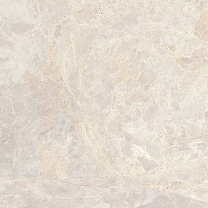 Dettaglio piastrella per pavimenti e rivestimenti in gres porcellanato effetto marmo grigio della collezione Versilia di Ceramiche Keope, formato 60x60, colore Fiorito Ivory