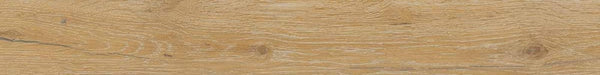 Dettaglio piastrella per pavimento e rivestimento in gres porcellanato effetto legno rovere della collezione Unica di Ceramiche Keope, formato 7.5x60, colore Honey