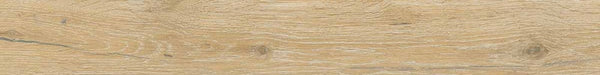 Dettaglio piastrella per pavimento e rivestimento in gres porcellanato effetto legno rovere della collezione Unica di Ceramiche Keope, formato 7.5x60, colore Almond