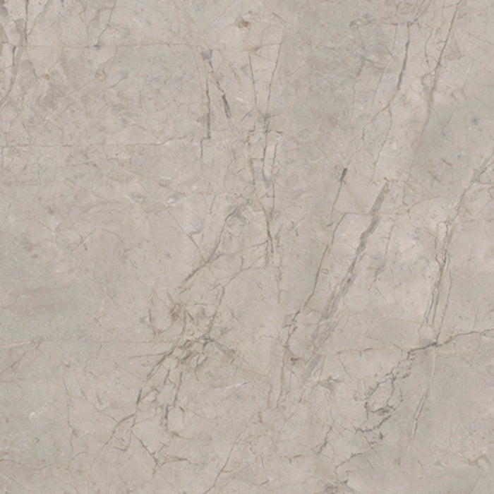 Dettaglio piastrella in gres porcellanato effetto marmo, Ceramiche Keope - Collezione Elements Lux, formato 120x120 cm, finitura silky, vellutata al tatto, colore Silver Grey. Ideale per pavimenti e rivestimenti di design.