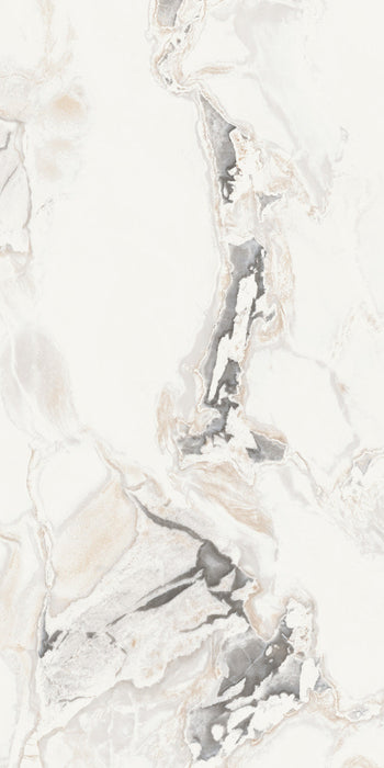 Dettaglio piastrella in gres porcellanato effetto marmo, Ceramiche Keope - Collezione Interno4, formato 60x120 cm, finitura lappata, colore Calacatta San Babila. Ideale per pavimenti e rivestimenti di design.