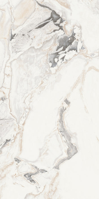 Dettaglio piastrella in gres porcellanato effetto marmo, Ceramiche Keope - Collezione Interno4, formato 60x120 cm, finitura lappata, colore Calacatta San Babila. Ideale per pavimenti e rivestimenti di design.