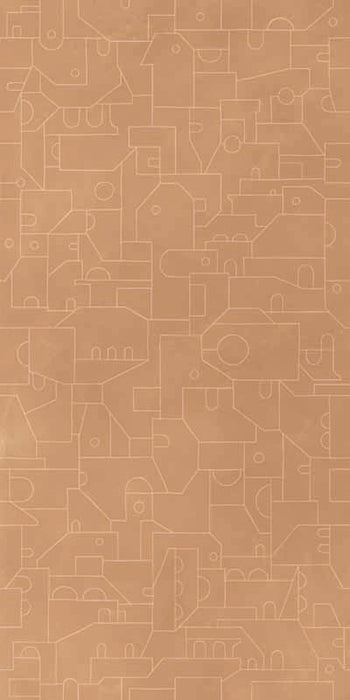 Piastrella per rivestimenti in gres effetto cotto decorato geometrico della collezione CottoMilano di ceramiche Keope, formato 60x120 cm, colore Mattone