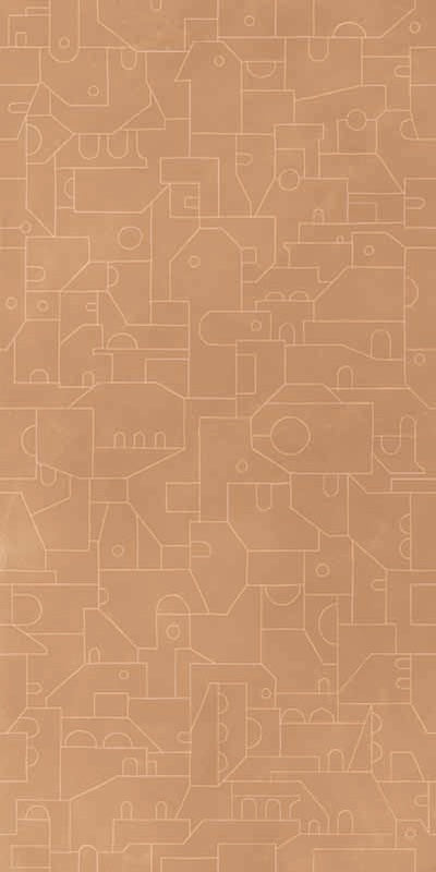 Piastrella per rivestimenti in gres effetto cotto decorato geometrico della collezione CottoMilano di ceramiche Keope, formato 60x120 cm, colore Mattone