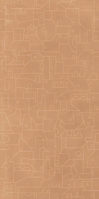 Piastrella per rivestimenti in gres effetto cotto decorato geometrico della collezione CottoMilano di ceramiche Keope, formato 60x120 cm, colore Mattone